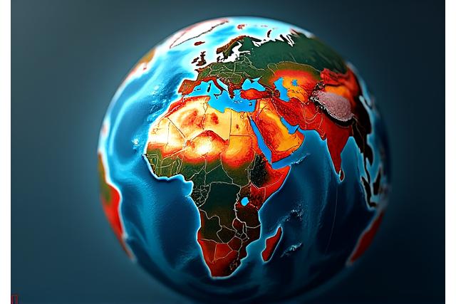 Image d'un globe terrestre avec des graphiques de température montrant le changement climatique, représentant la climatologie.