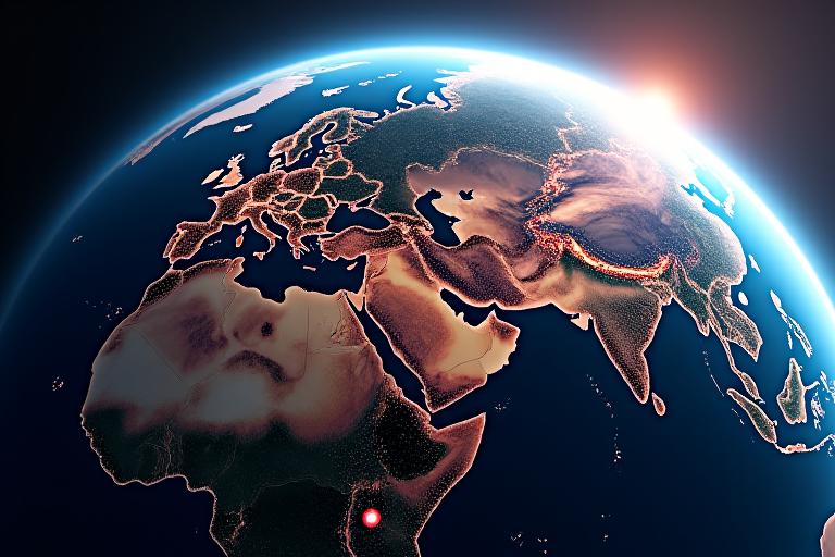 Globe terrestre avec des graphiques de température, représentant la climatologie et le changement climatique.